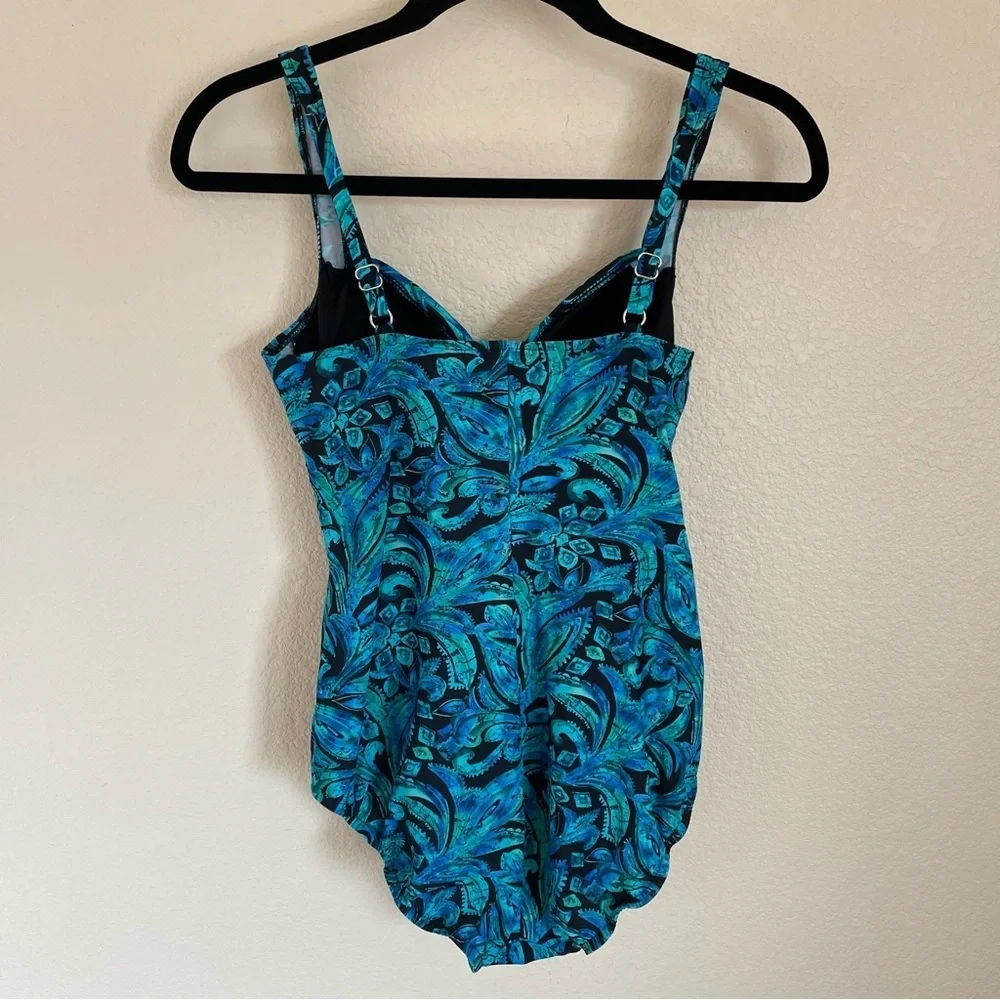 Miraclesuit One Piece Swimsuit Bathing Suit 10 Paisley Beach Swimwear Vacation